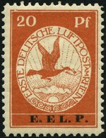 Dt. Reich VI PFVII *, 1912, 20 Pf. E.EL.P. Mit Plattenfehler Oberer Rahmen Links über 20 Gebrochen, Falzrest, Pracht, Ge - Oblitérés