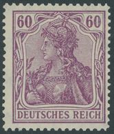 Dt. Reich 92IIc **, 1916, 60 Pf. Braunpurpur Kriegsdruck, Postfrisch, Pracht, Gepr. Dr. Hochstädter, Mi. 100.- - Gebraucht