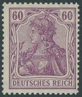 Dt. Reich 92IIc **, 1916, 60 Pf. Braunpurpur Kriegsdruck, Postfrisch, Pracht, Gepr. Dr. Hochstädter, Mi. 100.- - Used Stamps