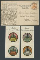 1914/8, 4 Verschiedene Ungebrauchte Vignetten Verein Für Kinder Volksküchen Und Volkskinderhorte Sowie Sonderkarte Deuts - Used Stamps