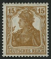 Dt. Reich 100b **, 1916, 15 Pf. Olivbraun, Pracht, Gepr. Infla, Mi. 80.- - Gebruikt