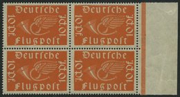 Dt. Reich 111b VB **, 1919, 10 Pf. Bräunlichorange Im Randviererblock, Pracht, Gepr. Infla, Mi. 64.- - Used Stamps