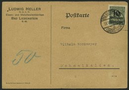 Dt. Reich 336B BRIEF, 28.11.1923, 10 Mrd. Auf 50 Mio.M. Schwärzlichopalgrün, Durchstochen, Einzelfrankatur Auf Postkarte - Gebruikt