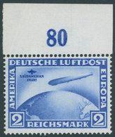 Dt. Reich 438Y **, 1930, 2 M. Südamerikafahrt, Wz. Liegend, Oberrandstück, Postfrisch, Kleiner Eckzahnbug Sonst Pracht,  - Andere & Zonder Classificatie