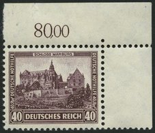 Dt. Reich 478 **, 1932, 40 Pf. Nothilfe, Obere Rechte Bogenecke, Gepr. Dr. Oechsner, Mi. (140.-) - Other & Unclassified