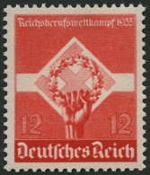 Dt. Reich 572y **, 1935, 12 Pf. Reichsberufswettkampf, Waagerechte Gummiriffelung, Pracht, Mi. 160.- - Autres & Non Classés