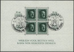 Dt. Reich Bl. 11 O, 1937, Block Reichsparteitag, Sonderstempel, Pracht, Mi. 60.- - Autres & Non Classés