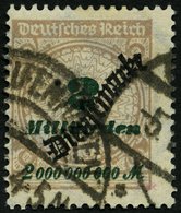 DIENSTMARKEN D 84 O, 1923, 2 Mrd. M. Mattsiena/schwarzgrün, Pracht, Gepr. Infla, Mi. 150.- - Dienstzegels