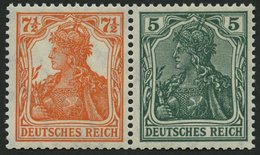 ZUSAMMENDRUCKE W 6ab **, 1918, Germania 71/2 + 5, Heftchenzähnung, Pracht, Mi. 300.- - Zusammendrucke