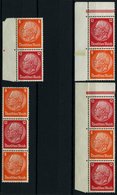ZUSAMMENDRUCKE S 110-13 *, 1933, Hindenburg, Wz. 2, Falzrest, Dabei Viele Einzelwerte Postfrisch, 4 Prachtwerte - Zusammendrucke