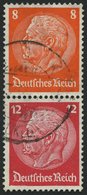 ZUSAMMENDRUCKE S 112 O, 1933, Hindenburg 8 + 12, Wz. 2, Pracht, Mi. 50.- - Se-Tenant