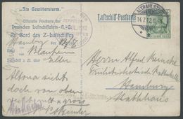 12.07.1912, Luftschiff Viktoria-Luise, Hamburg-Rundfahrt, 5 Pf. Luftschiff Ganzsachenkarte Im Gewittersturm Mit Tagesste - Luft- Und Zeppelinpost