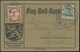 1912, 10 Pf. Flp. Am Rhein Und Main Auf Flugpostkarte Mit 5 Pf. Zusatzfrankatur, Sonderstempel Mainz 16.6.12, Seltenes D - Airmail & Zeppelin