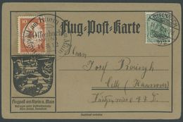 1912, 10 Pf. Flp. Am Rhein Und Main Auf Flugpostkarte Mit 5 Pf. Zusatzfrankatur, Sonderstempel Offenbach 14.6.12, 5 Pf.  - Poste Aérienne & Zeppelin