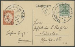 1912, 10 Pf. Flp. Am Rhein Und Main Auf Postkarte Mit 5 Pf. Zusatzfrankatur, Sonderstempel Darmstadt 12.6.12, Pracht ->  - Luchtpost & Zeppelin