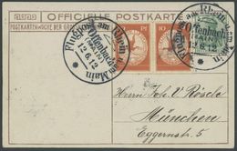 1912, 10 Pf. Flp. Am Rhein Und Main Im Waagerechten Paar Auf Flugpostkarte (Großherzogin, Bild Kopfstehend) Mit 5 Pf. Zu - Airmail & Zeppelin