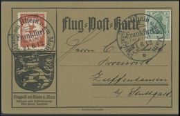 1912, 10 Pf. Flp. Am Rhein Und Main Auf Flugpostkarte Mit 5 Pf. Zusatzfrankatur, Sonderstempel Frankfurt 21.6.12, Pracht - Luft- Und Zeppelinpost