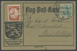 1912, 10 Pf. Flp. Am Rhein Und Main Auf Flugpostkarte Mit 5 Pf. Zusatzfrankatur, Sonderstempel Darmstadt 23.6.12, Feinst - Correo Aéreo & Zeppelin