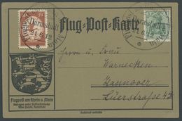 1912, 10 Pf. Flp. Am Rhein Und Main Auf Flugpostkarte Mit 5 Pf. Zusatzfrankatur, Sonderstempel Darmstadt 21.6.12, Pracht - Correo Aéreo & Zeppelin