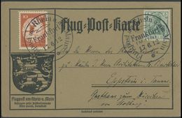 1912, 10 Pf. Flp. Am Rhein Und Main Auf Flugpostkarte Mit 5 Pf. Zusatzfrankatur, Sonderstempel Frankfurt 17.6.12, Pracht - Airmail & Zeppelin