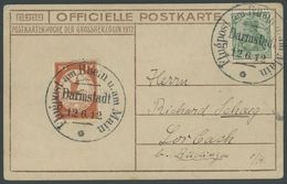 1912, 10 Pf. Flp. Am Rhein Und Main Auf Flugpostkarte (Herzogliche Kinder) Mit 5 Pf. Zusatzfrankatur, Sonderstempel Darm - Posta Aerea & Zeppelin