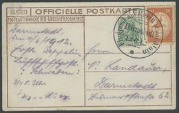 1912, 10 Pf. Flp. Am Rhein Und Main Auf Flugpostkarte (Großherzog) Mit 5 Pf. Zusatzfrankatur, Sonderstempel Darmstadt 12 - Poste Aérienne & Zeppelin