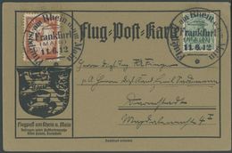 1912, 20 Pf. Flp. Am Rhein Und Main Auf Flugpostkarte Mit 5 Pf. Zusatzfrankatur, Sonderstempel Frankfurt 11.6.12, Feinst - Luchtpost & Zeppelin