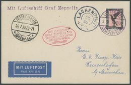 1930, Pfalzfahrt, Bordpost Der Hin-und Rückfahrt, Prachtkarte -> Automatically Generated Translation: 1930, "Palatinate  - Airmail & Zeppelin