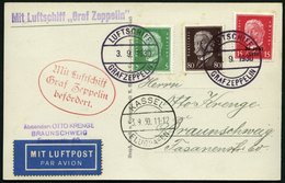 ZEPPELINPOST 82Ab BrfStk, 1930, Landungsfahrt Nach Kassel, Auflieferung Fr`hafen, Bestätigungsstempel Type II, Einige Br - Airmail & Zeppelin