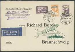 1931, Ungarnfahrt, Ungarische Post, Budapest-Friedrichshafen, Mit Beiden Zeppelinmarken, Sonderbestätigungsstempel Type  - Airmail & Zeppelin