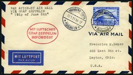 ZEPPELINPOST 107Ba BRIEF, 1931, Fahrt Nach Nürnberg, Auflieferung Fr`hafen, Frankiert Mit 2 RM Südamerikafahrt, Prachtbr - Airmail & Zeppelin