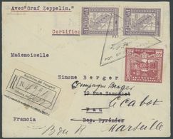 1931, 1931, 1. Südamerikafahrt, Paraguayische Post, Mit Zepplinmarken, Vorder- Und Rückseitig Frankiert, Einschreibbrief - Airmail & Zeppelin