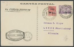 1931, 2. Südamerikafahrt, Brasilianische Post, Mit Zeppelinmarke Zu 2500 R. Auf 3000 R., Prachtkarte -> Automatically Ge - Poste Aérienne & Zeppelin