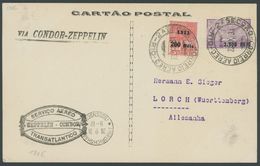 1931, 2. Südamerikafahrt, Brasilianische Post, Mit Zeppelinmarke Zu 2500 R. Auf 3000 R., Prachtkarte -> Automatically Ge - Airmail & Zeppelin