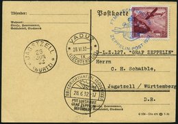 ZEPPELINPOST 167 BRIEF, 1932, Schweizfahrt, Auflieferung Vaduz, Frankiert Mit Mi.Nr 113, Prachtkarte - Luft- Und Zeppelinpost