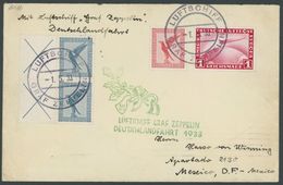 1933, Deutschlandfahrt, Bordpost, Frankiert U.a. Mit Zusammendruck Mi.Nr. 21.1 Im Paar, Prachtbrief Nach Mexiko -> Autom - Airmail & Zeppelin