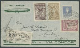 1934, 3. Südamerikafahrt, Argentinische Post, Rückfahrt, Buenos Aires-Sevilla, Einschreibbrief, Pracht -> Automatically  - Poste Aérienne & Zeppelin