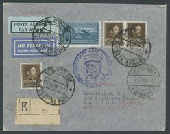 Albanien: 1933, 1. Südamerikafahrt, Einschreibbrief, Pracht -> Automatically Generated Translation: Albania: 1933, "1. S - Posta Aerea & Zeppelin