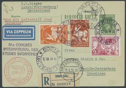 Bulgarien: 1934, 9. Südamerikafahrt, Einschreibkarte, Pracht -> Automatically Generated Translation: Bulgaria: 1934, "9. - Luft- Und Zeppelinpost