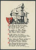 Danzig: 1936, Olympiafahrt Auf Kantor Gedichtskarte Von Und An Den Künstler Schultz, Pracht -> Automatically Generated T - Poste Aérienne & Zeppelin