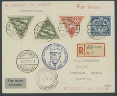 Lettland: 1933, 1. Südamerikafahrt, Einschreibbrief, Pracht, Signiert Savini -> Automatically Generated Translation: Lat - Luft- Und Zeppelinpost