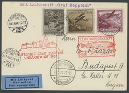 Liechtenstein: 1931, Ungarnfahrt, Prachtkarte -> Automatically Generated Translation: Liechtenstein: 1931, "Hungary Trip - Airmail & Zeppelin