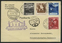 ZULEITUNGSPOST 115 BRIEF, Liechtenstein: 1931, Oberschlesienfahrt, Prachtkarte - Posta Aerea & Zeppelin