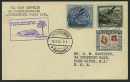 ZULEITUNGSPOST 129 BRIEF, Liechtenstein: 1931, 2. Südamerikafahrt, Post Nach Brasilien, Prachtkarte Mit Guter Frankatur - Poste Aérienne & Zeppelin
