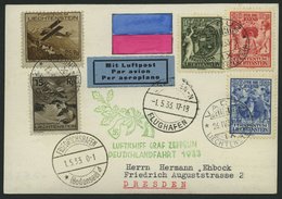 ZULEITUNGSPOST 201 BRIEF, Liechtenstein: 1933, Deutschlandfahrt, Prachtkarte Mit Guter Frankatur - Airmail & Zeppelin
