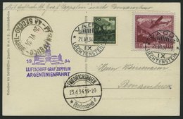 ZULEITUNGSPOST 254 BRIEF, Liechtenstein: 1934, Argentinienfahrt, Prachtkarte Mit Guter Frankatur - Luft- Und Zeppelinpost