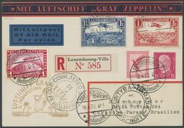 Luxemburg: 1932, 3. Südamerikafahrt, Deutsch/luxemburgische Frankatur, Einschreibkarte, Pracht -> Automatically Generate - Poste Aérienne & Zeppelin