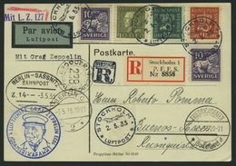 ZULEITUNGSPOST 202 BRIEF, Schweden: 1933, 1. Nordamerikafahrt, Einschreibkarte, Pracht - Airmail & Zeppelin