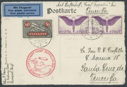 Schweiz: 1930, Südamerikafahrt, Abwurf Praia, Prachtkarte -> Automatically Generated Translation: Switzerland: 1930, "So - Posta Aerea & Zeppelin