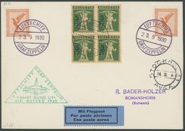 Schweiz: 1930, Ostseefahrt, Abwurf Stockholm, Bordpost, Mit Deutsch/schweizerischer Frankatur, Prachtkarte -> Automatica - Posta Aerea & Zeppelin